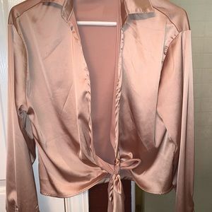 Gold satin tie top 💛